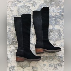 NWOT Lucky Brand black leather knee high boots. Size 7